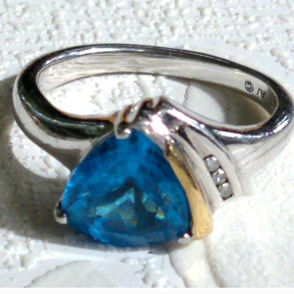AV 925 + 14K Topaz Diamond Ring ALWAND VAHAN - Picture 8 of 16